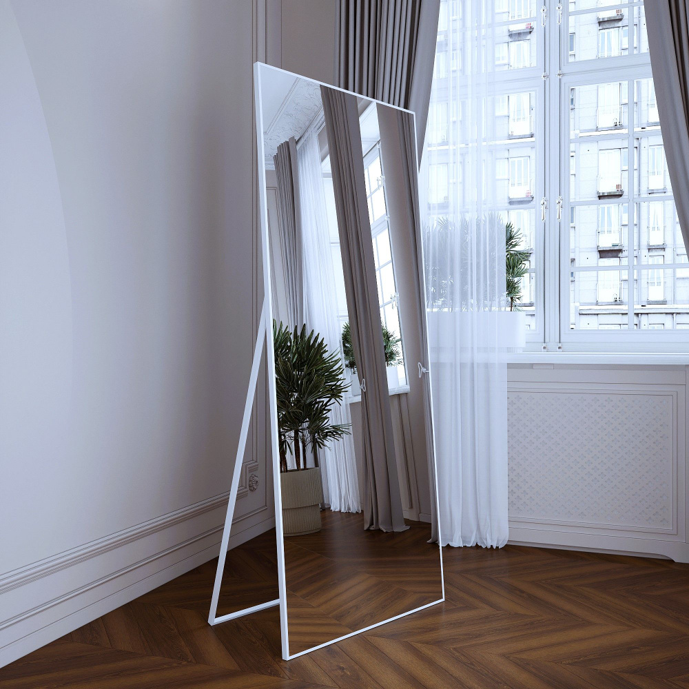 Напольное зеркало на подставке белое прямоугольное в прихожую или в спальню TODA ALMA 160х70 см  #1