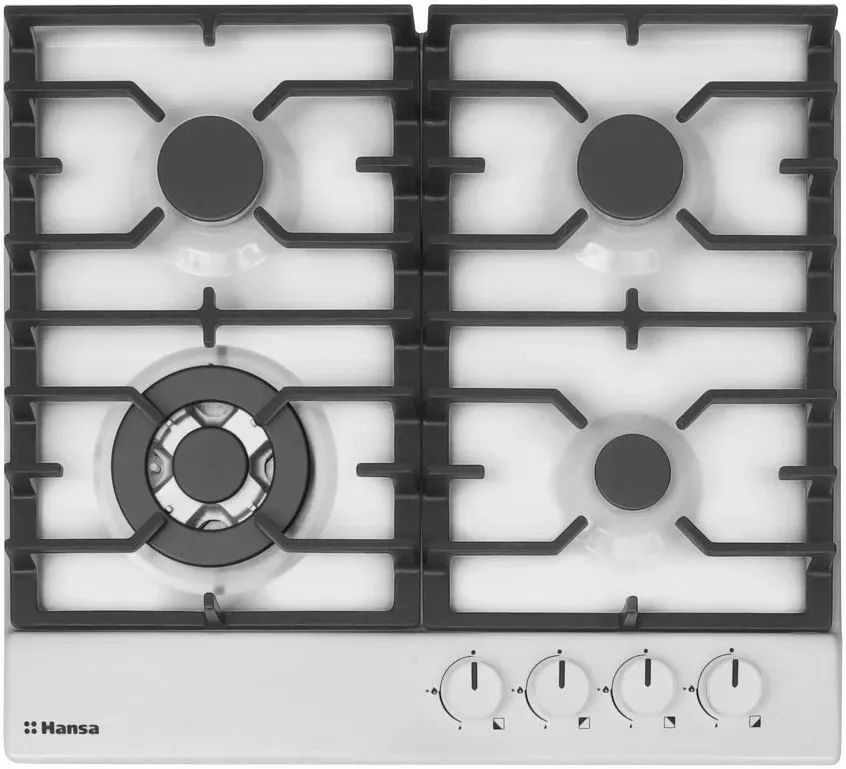 Встраиваемая газовая панель Hansa BHGW611839, независимая, 4 конфорки, белая  #1