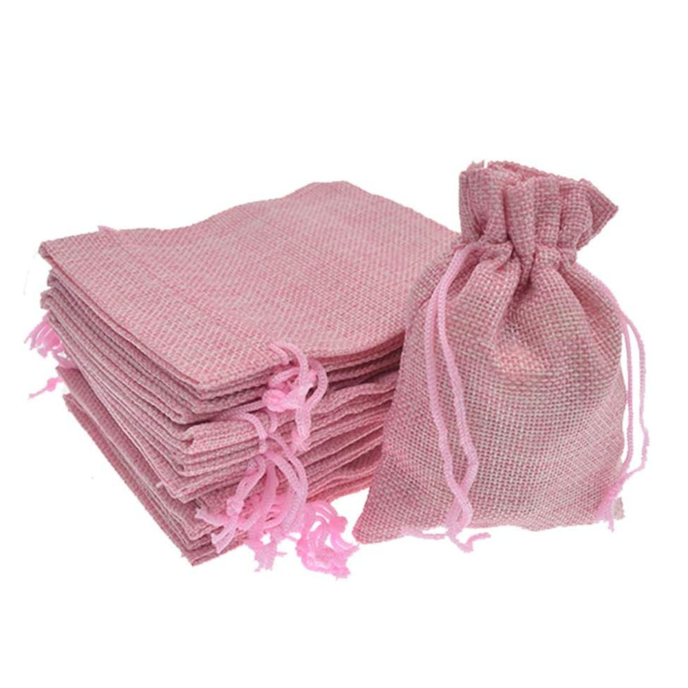 Комплект подарочных мешочков из мешковины 10х14 см, 20 штук, розовый  #1