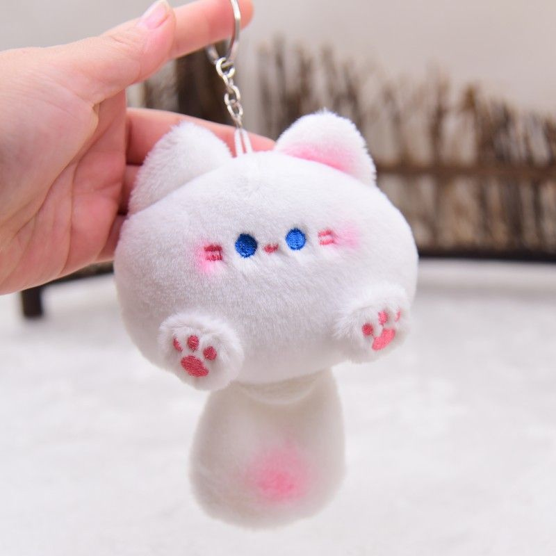Брелок милая белая кошка с пищалкой в хвосте для ключей, подвеска на сумку, брелок игрушка  #1
