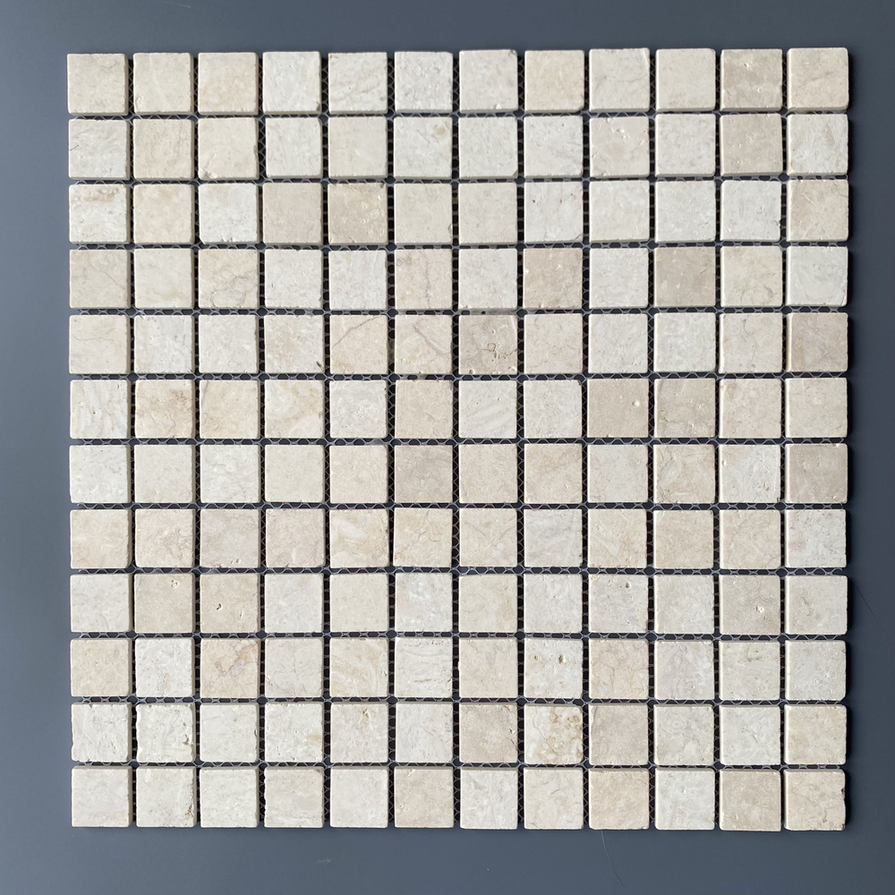 Мозаика из мрамора светло-бежевая (уп. 4 шт) / на сетке / размер листа 298х298 мм / размер элемента 23x23 #1