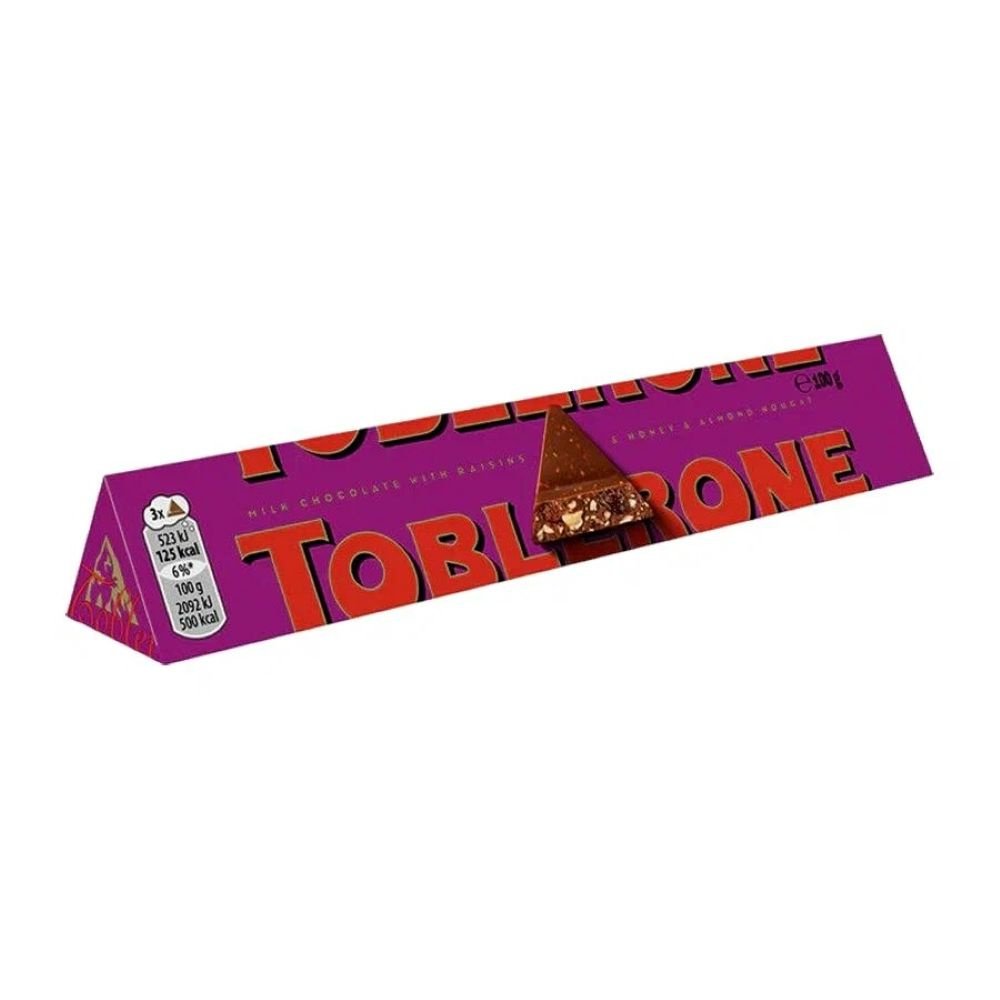 Toblerone шоколад молочный с медово-миндальной нугой, изюмом и орехом 100 г  #1