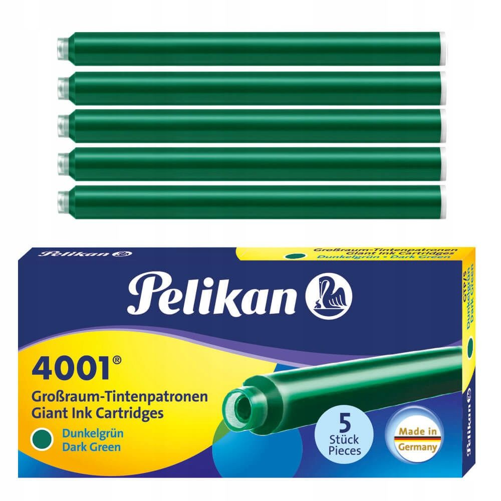 Картриджи для перьевых ручек Pelikan 4001 Brilliant Green (Бриллиантовый зелёный) (в упаковке 5 картриджей #1