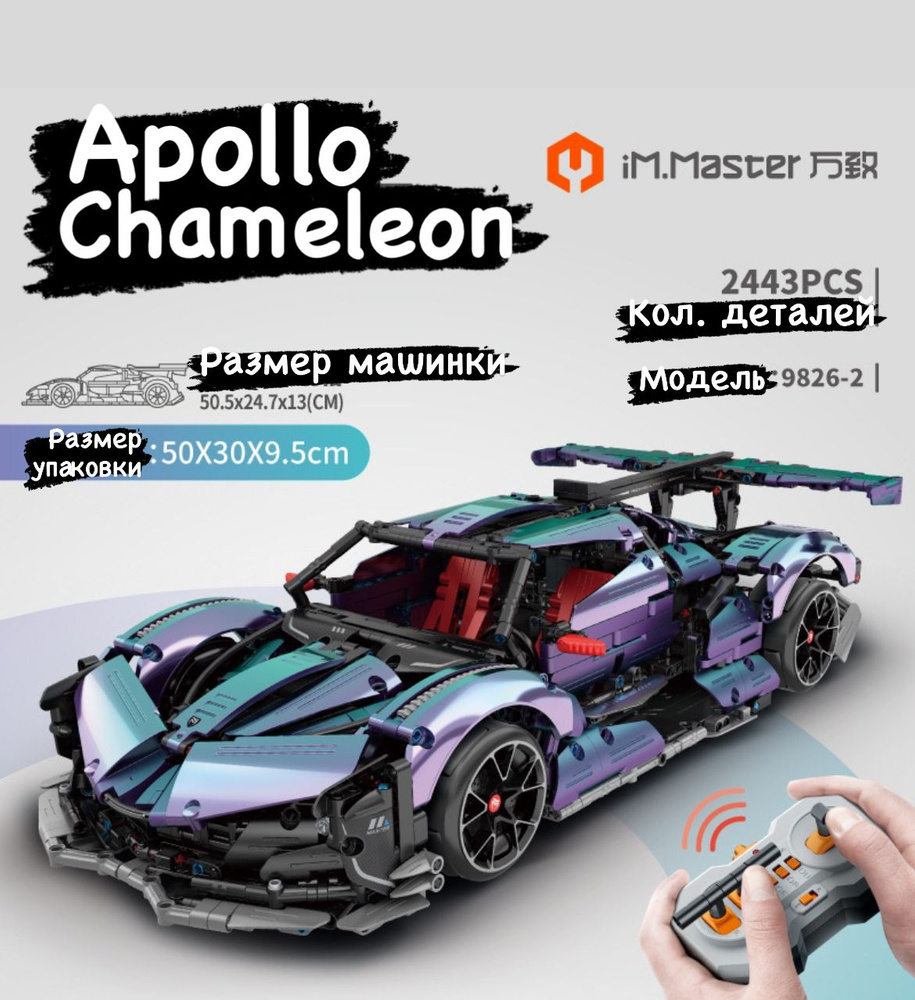 Конструктор iM.Master 9826-2, радиоуправляемый гиперкар Apollo Chameleon 9804, 2443 деталей  #1