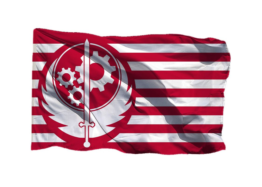 Флаг Братства Стали Fallout Фоллаут 70х105 см на шёлке для ручного древка  #1