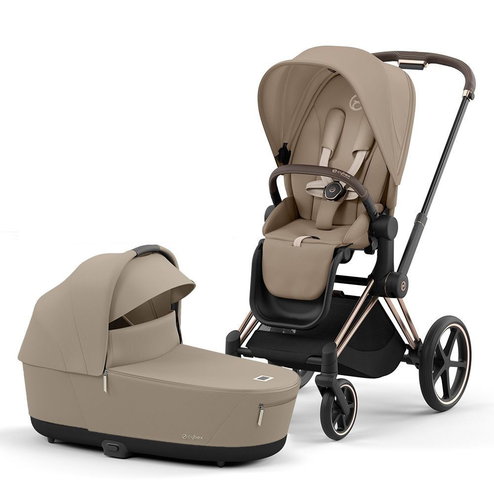 Коляска 2 в 1 Cybex Priam IV Cozy Beige на шасси RoseGold #1