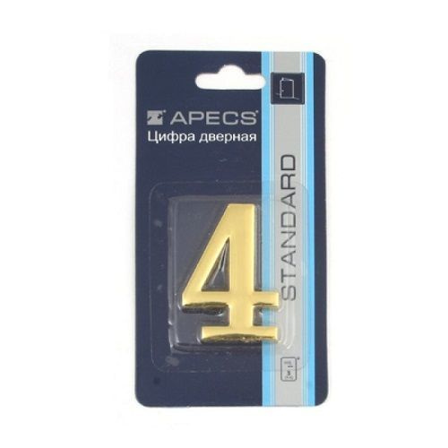 Цифра дверная APECS DN-01-4-Z G золото #1