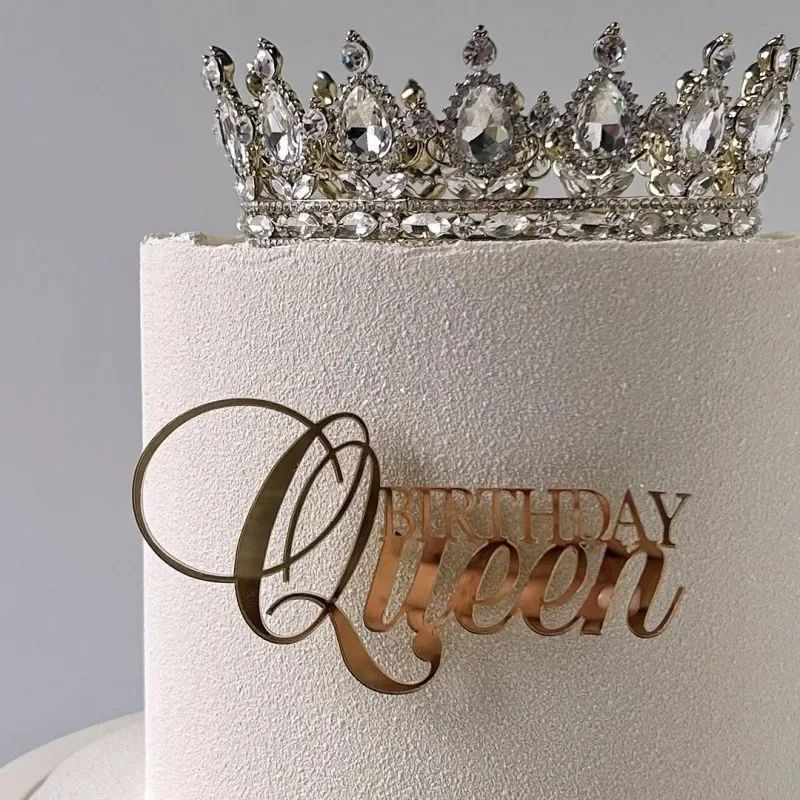 Акриловый Топпер для торта с надписью "Birthday Queen" 2 шт. в упаковке  #1