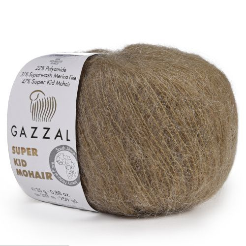 Пряжа Gazzal Super kid mohair -1 шт, бежевый (64406), 237м/25г, 13% шерсть мериноса, 52% мохер, 35% полиамид #1