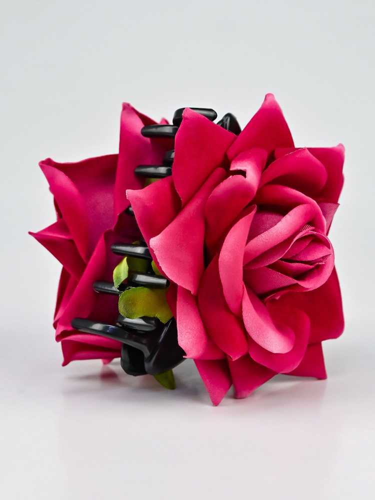 Большой краб заколка, крабик аксессуар украшение для волос с цветком розой  #1