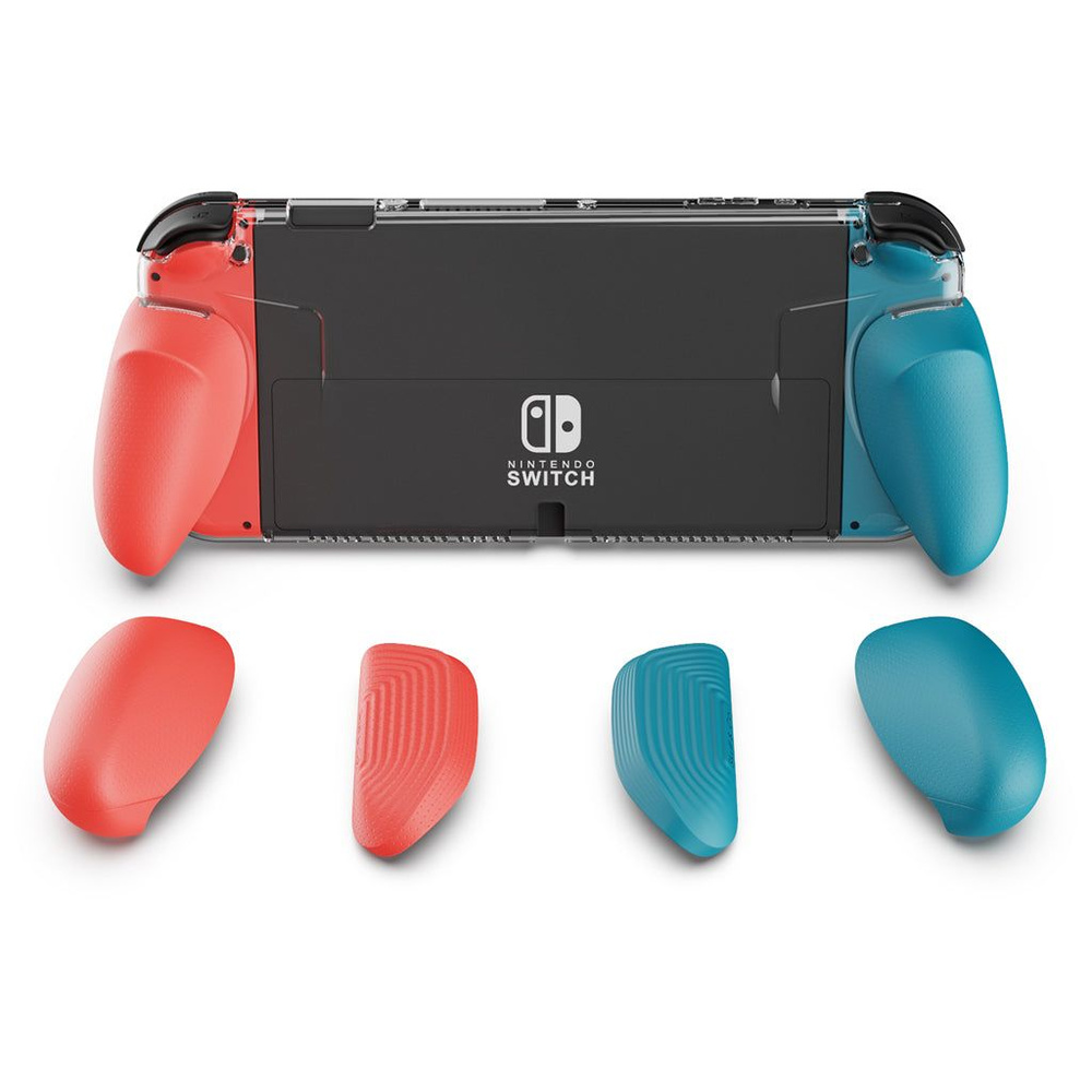 Защитный чехол Skull & Co для Nintendo SWITCH OLED cо сменными рукоятками, цвет Красный и Голубой (Neon #1
