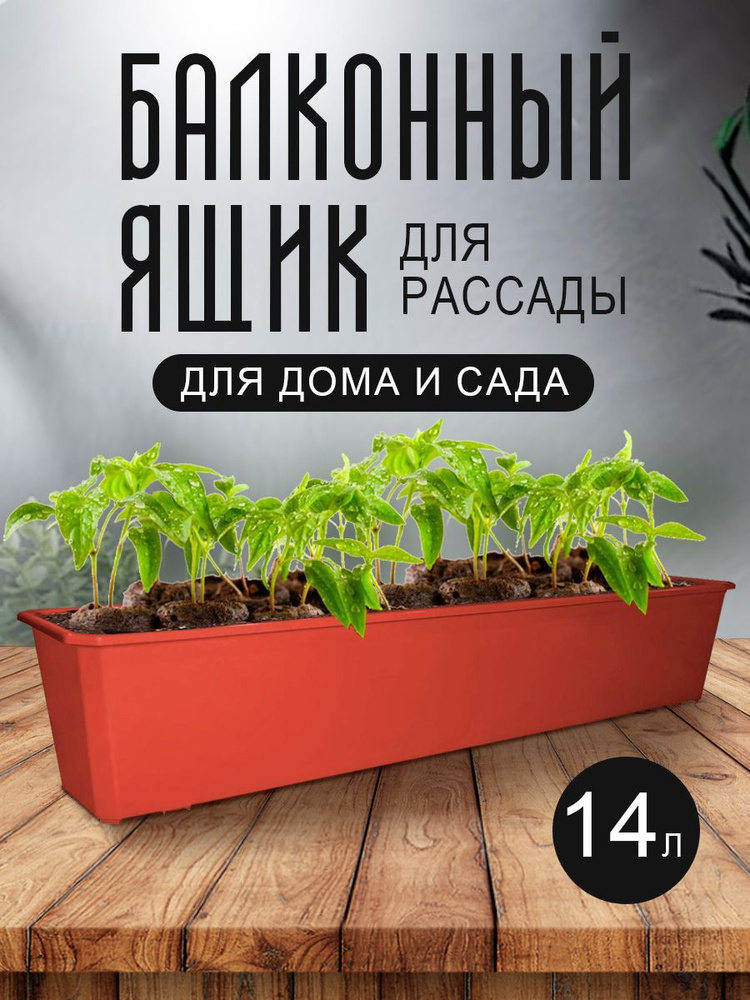 Балконный, уличный ящик для рассады и цветов, растений пластиковый  #1