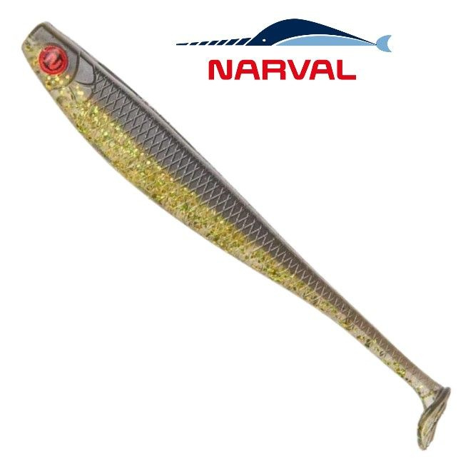 Приманка силиконовая Narval Fishing Skinny 12cm цв. #047-Black Gold / Виброхвост Нарвал на судака, щуку, #1