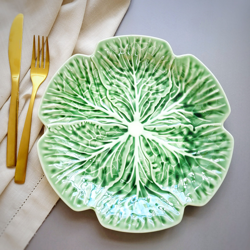 Тарелка, блюдо с рисунком "капуста" CASA DI FORTUNA "Cabbage" 1 шт, 26.5 см. Профессиональная керамика. #1