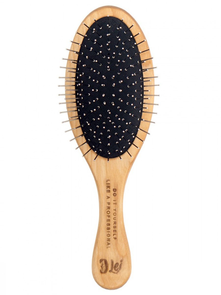 Lei Расческа для волос массажная деревянная с металлическими зубчиками 22см  #1