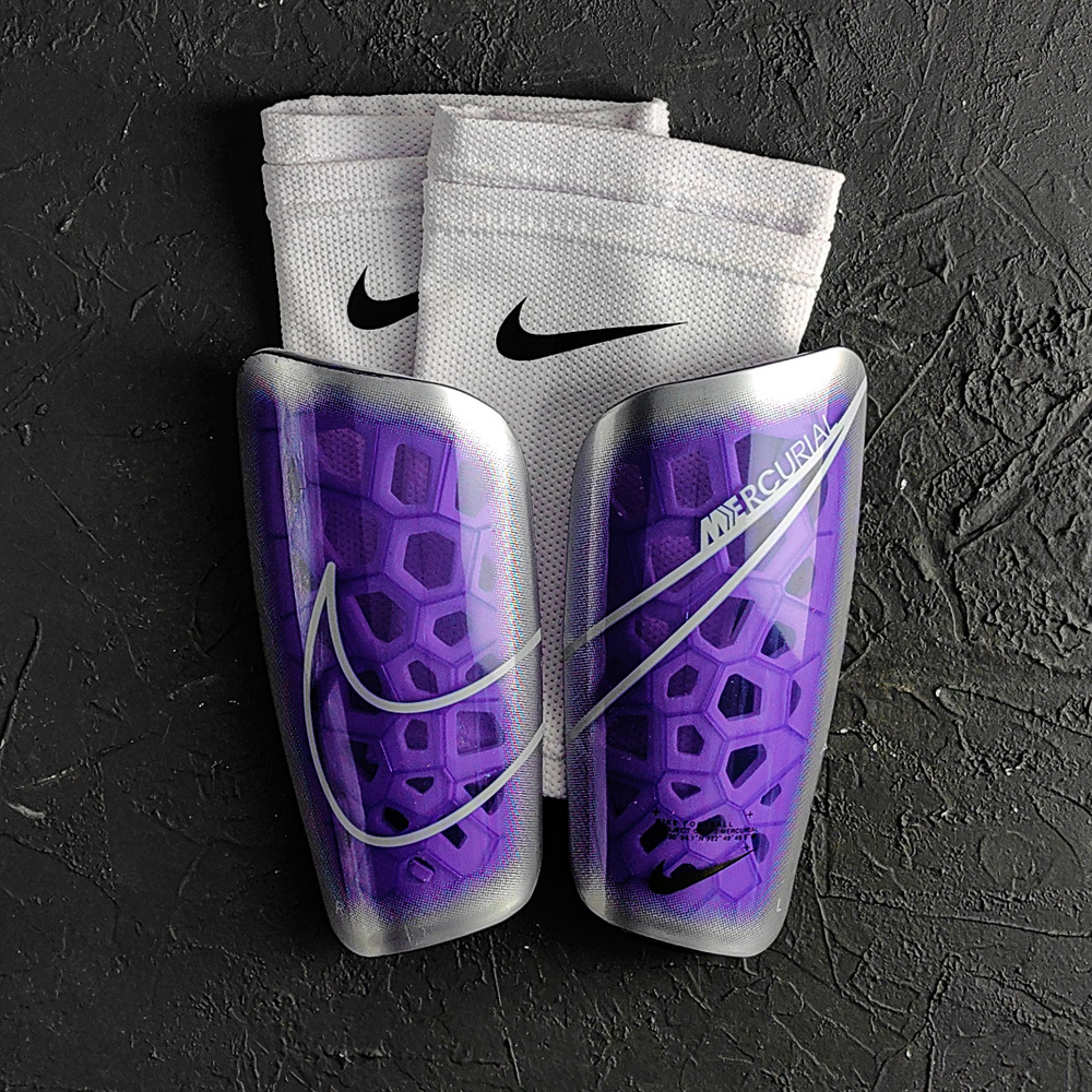 Щитки футбольные Nike Mercurial Lite, фиолетовый - серый #1