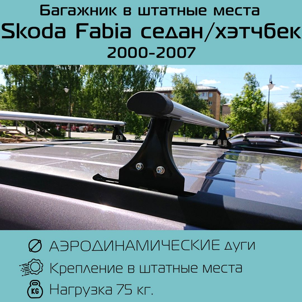 Багажник на крышу аэродинамический Delta Polo для Skoda Fabia седан / хэтчбек (2000 - 2007) / Шкода Фабиа #1