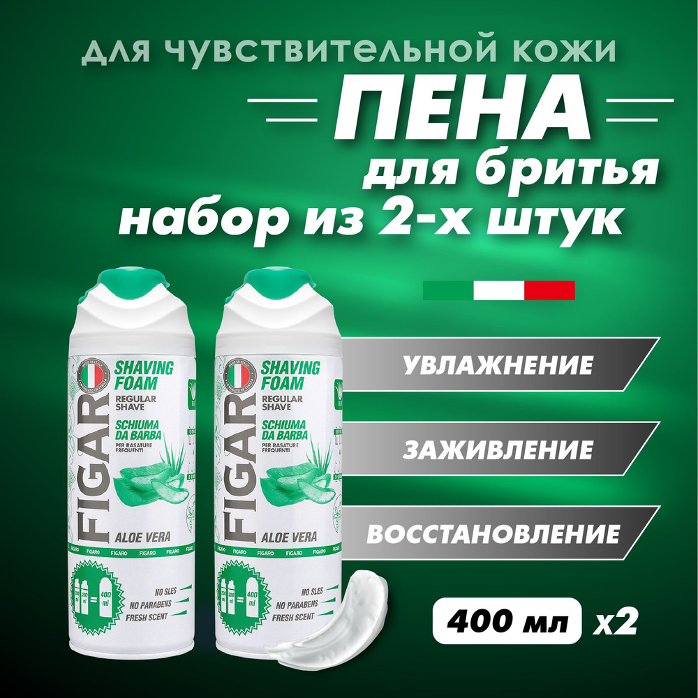 FIGARO Пена для бритья ALOE VERA 400 мл, 2 шт #1