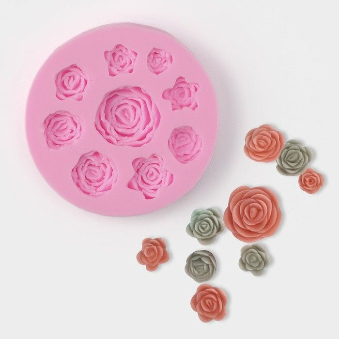 Молд Доляна Круговорот роз, силикон, d 8 см, цвет розовый #1