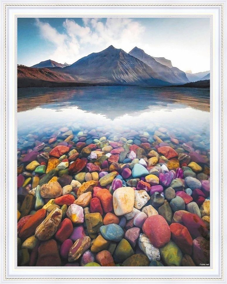 Алмазная мозаика "Цветные камни" круглые стразы на подрамнике 40х50 см, HWA3733  #1