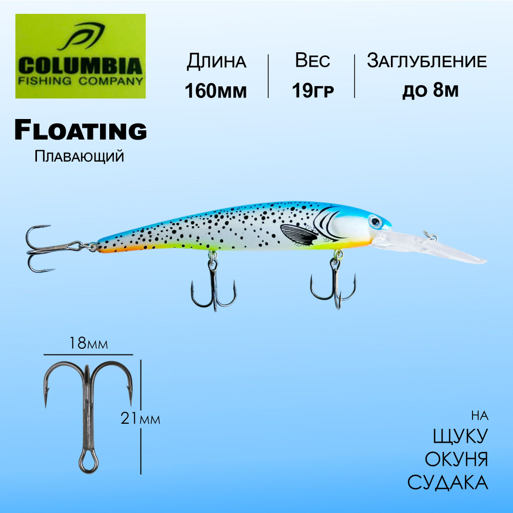 Воблер для спиннинга и троллинга Columbia Bandit Walleye Deep 160мм 19гр до 8м Плавающий Floating  #1