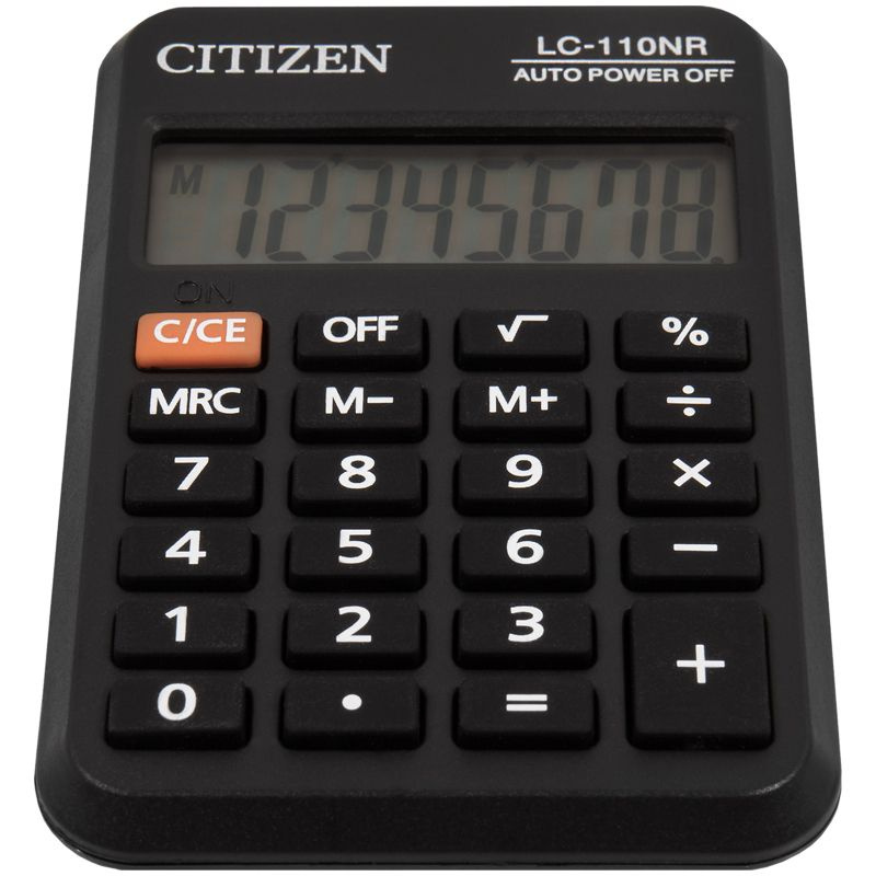 Калькулятор карманный CITIZEN LC-110NR, МАЛЫЙ (89х59мм), 8 разрядов, питание от батарейки, ЧЕРНЫЙ  #1
