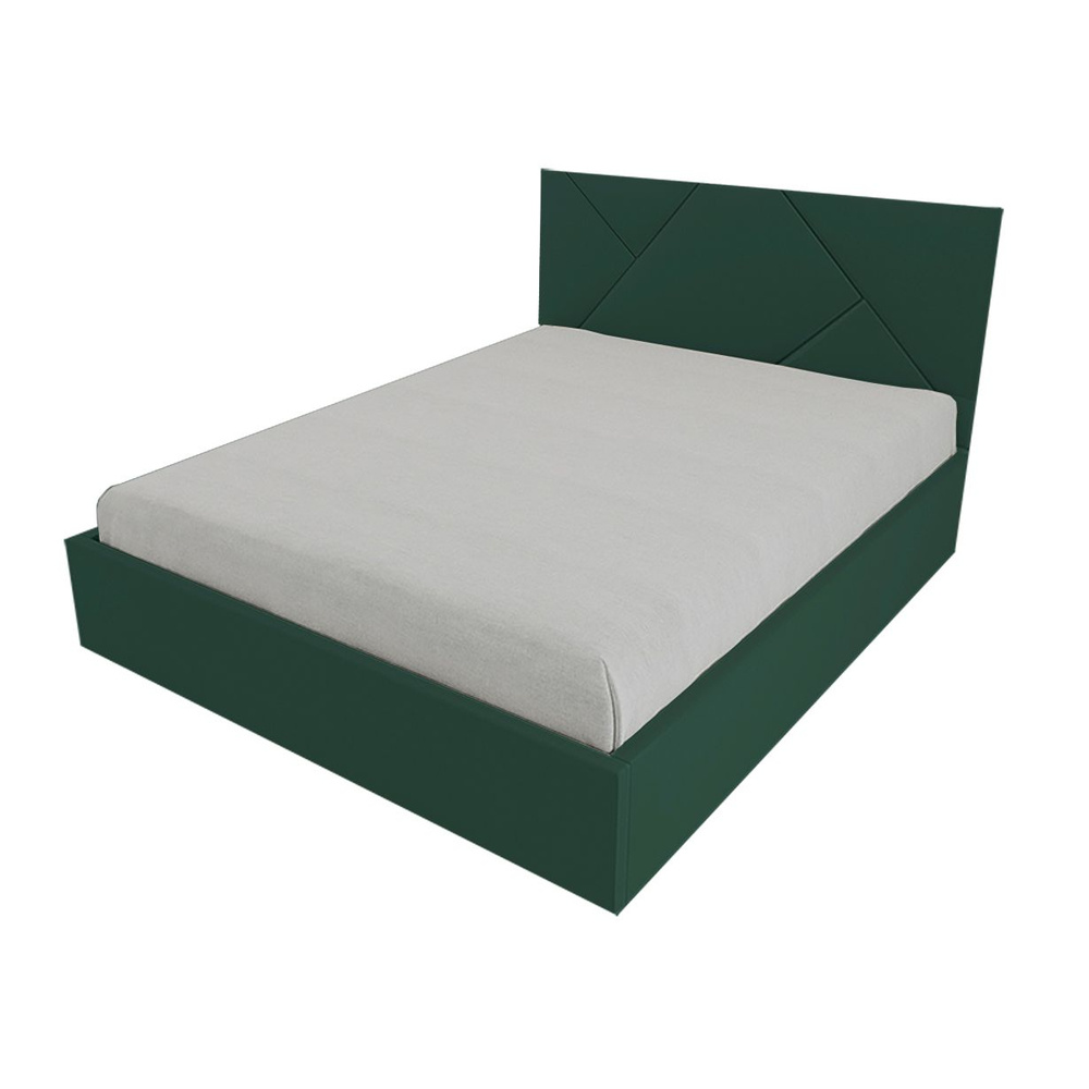 Двуспальная кровать Линда Эко 180x200 с подъемным механизмом и с коробом для белья велюр зеленый ножки #1