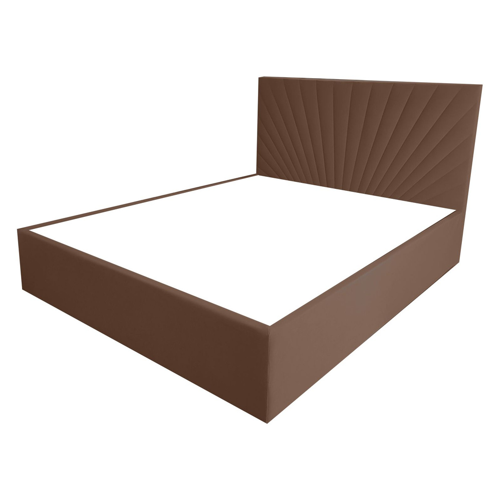 Двуспальная кровать Санремо Эко 140x200 основание металлическое с ламелями велюр коричневый ножки 5 см #1