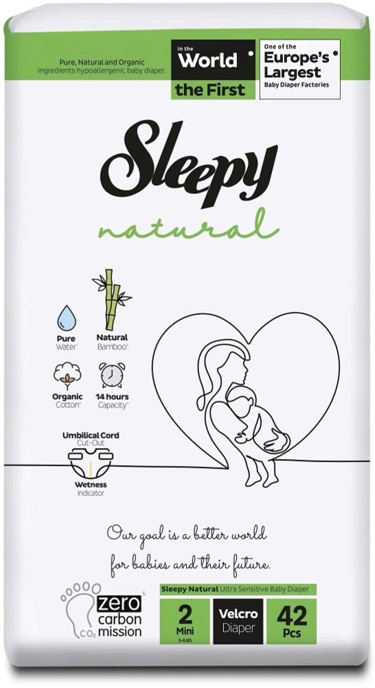 Подгузники Sleepy Natural №2 Mini (3-6кг) 42шт #1