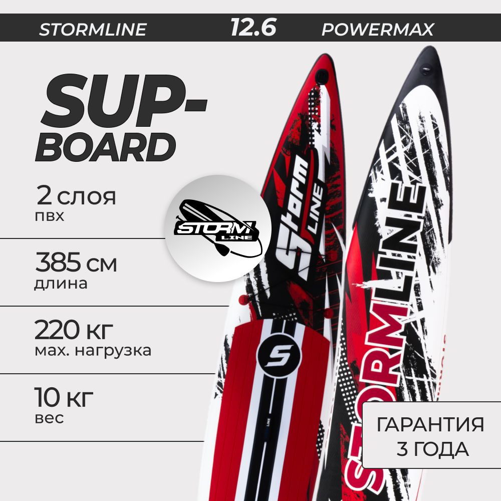 Сапборд Stormline PowerMax Pro 12.6 надувной двухслойный, спортивный для плавания и серфинга с веслом, #1