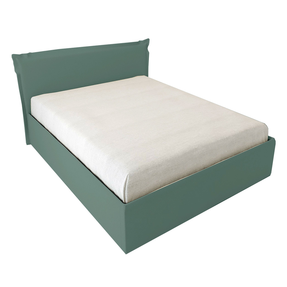 Односпальная кровать Дели 120x200 с подъемным механизмом и с коробом для белья велюр зеленый  #1