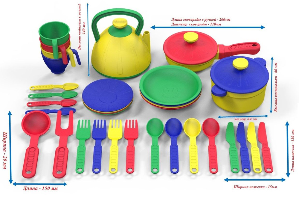Детский игровой набор посуды 33 пр.(пакет) #1