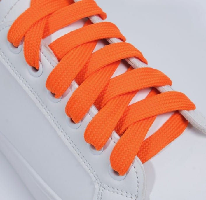Шнурки для обуви ,пара, плоские,12мм,120см,цвет оранжевый неоновый  #1