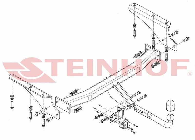 Фаркоп на Jeep Cherokee KJ 2001-2008 без снятия и подрезки бампера (паспорт и сертификат в комплекте)(без #1