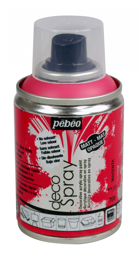 Краски в аэрозольных баллонах "PEBEO" на водной основе decoSpray (аэрозоль) 100мл 093708 пурпурно-красный #1