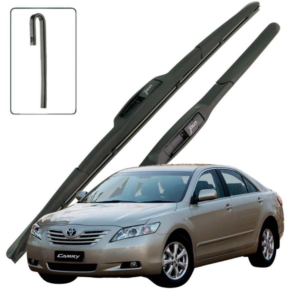 Дворники Toyota Camry (7) XV40 / Тойота Камри ХВ40 2006 / 2007 / 2008 / 2009 Щетки стеклоочистителя гибридные #1