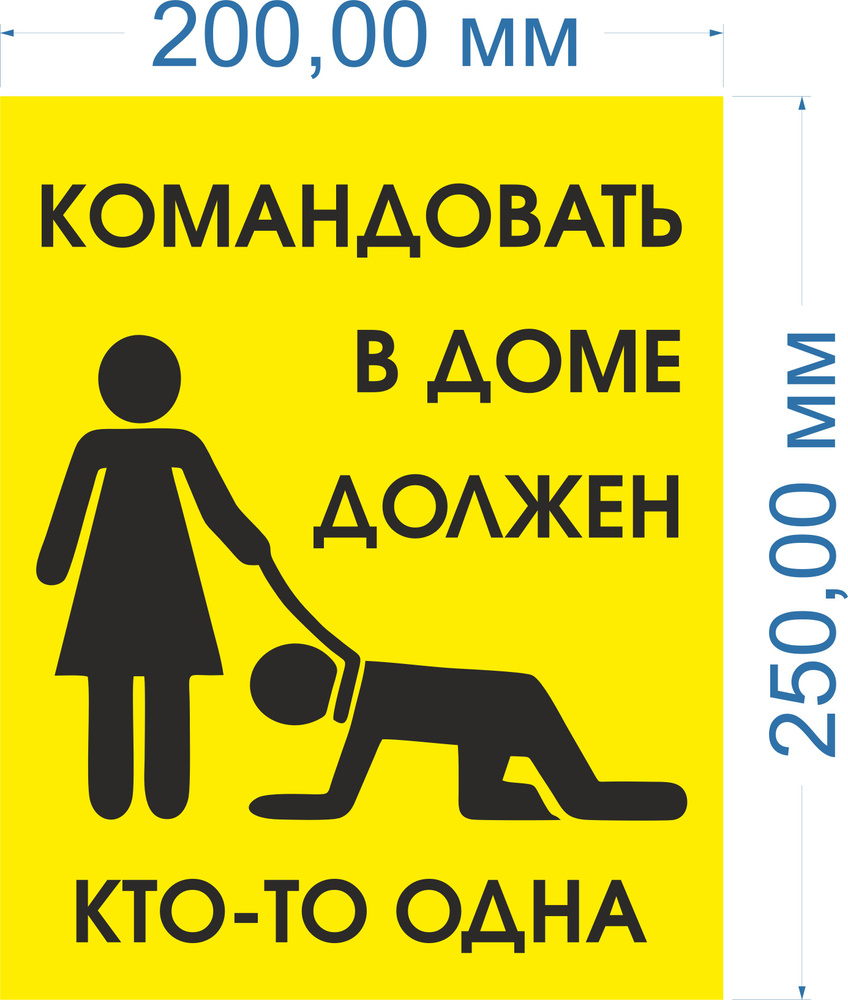 Информационная табличка "Командовать в доме кто-то должен! Кто-то одна!" из пластика 3 мм, 250х200 мм #1