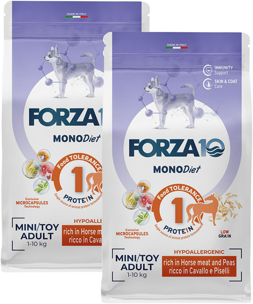 Корм сухой FORZA10 DOG MINI DIET монобелковый для взрослых собак маленьких пород при аллергии с кониной #1