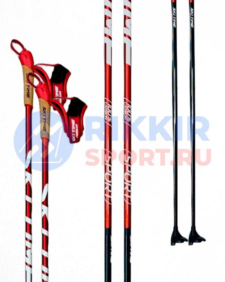 Лыжные палки SKI TIME SPORT 100% Carbon Red/Black, 170 #1