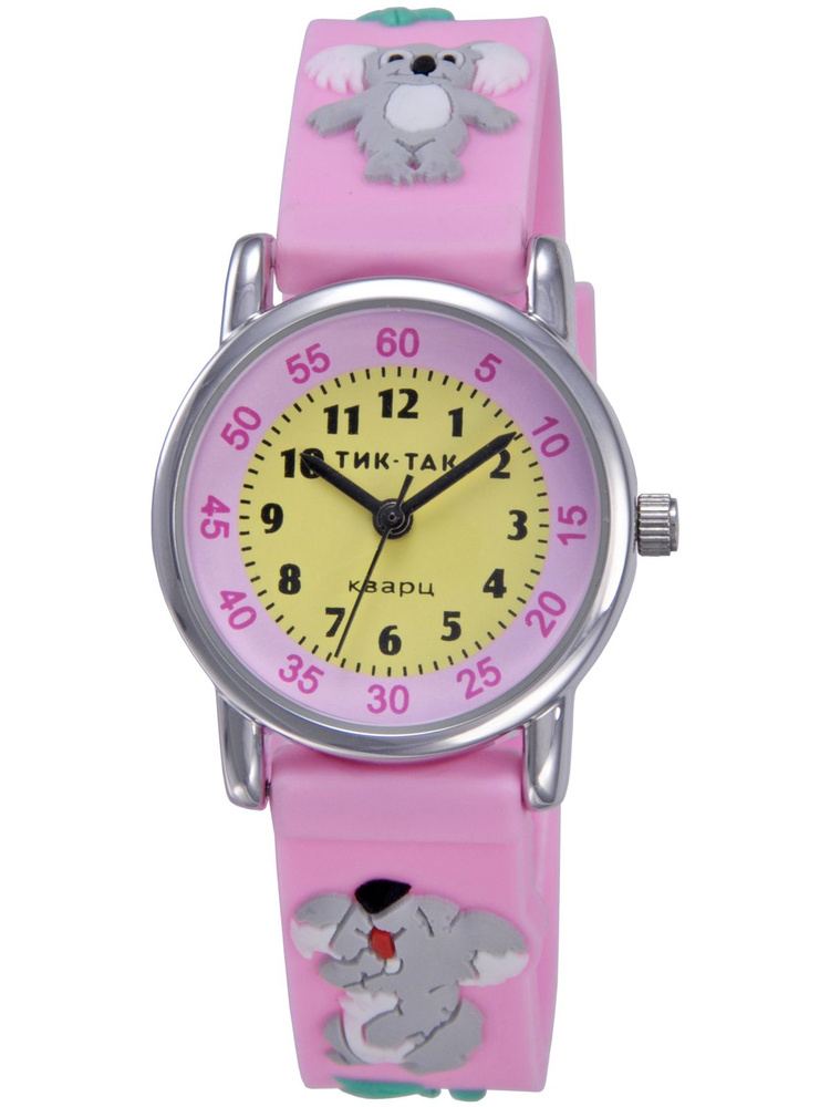 Часы детские наручные для девочек Тик-Так Н101-2 розовая коала  #1