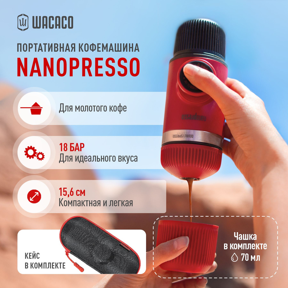 Ручная портативная эспрессо кофемашина Wacaco Nanopresso Elements для молотого кофе с защитным кейсом #1