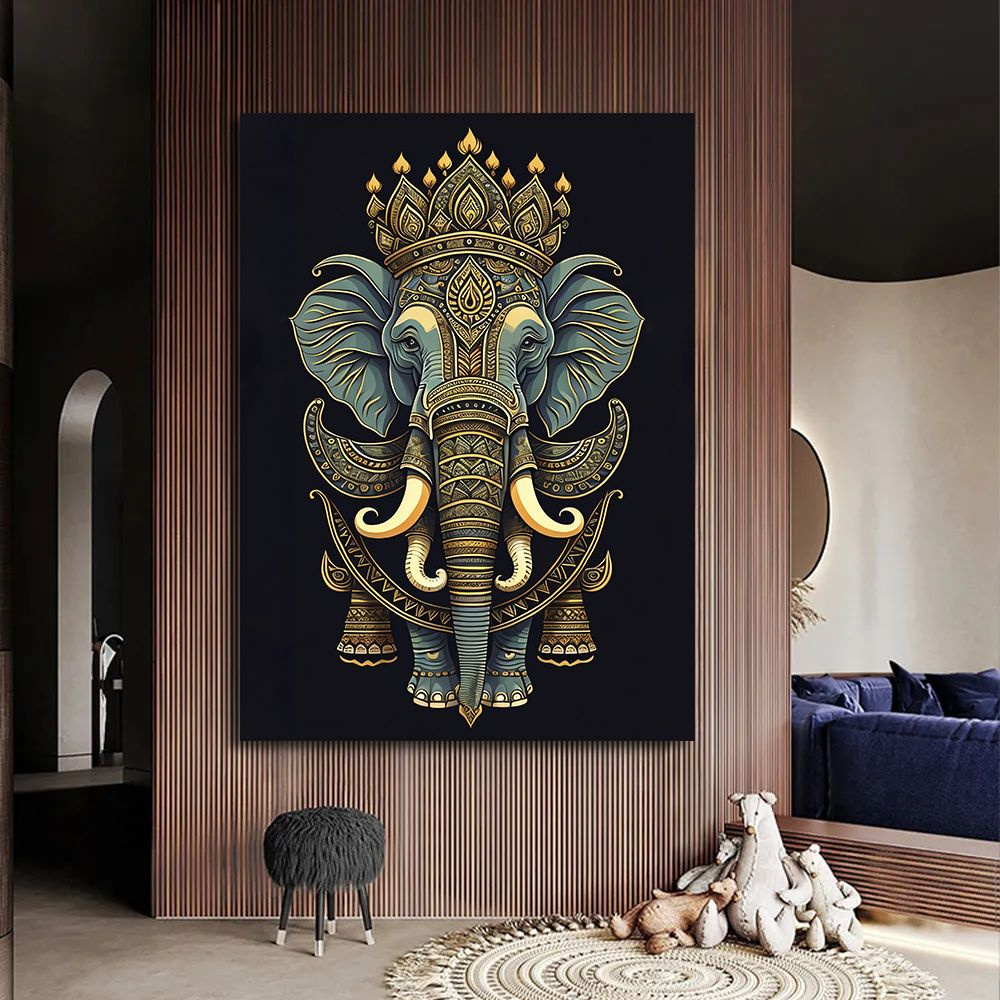 Картина дикий слон, мандала 50х70см. #1
