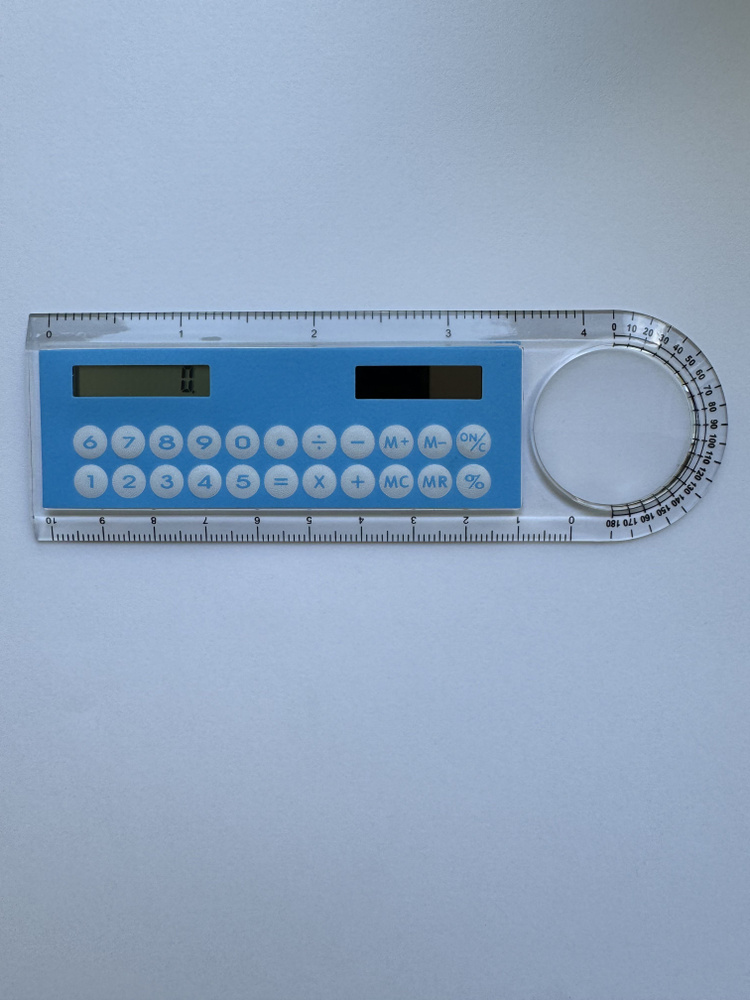 Калькулятор линейка, 8-разрядный, с транспортиром, работает от света  #1
