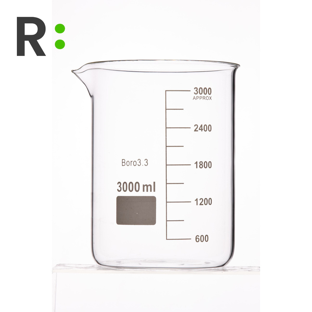 Мерный стакан стеклянный низкий, мерная емкость, 3000 мл #1