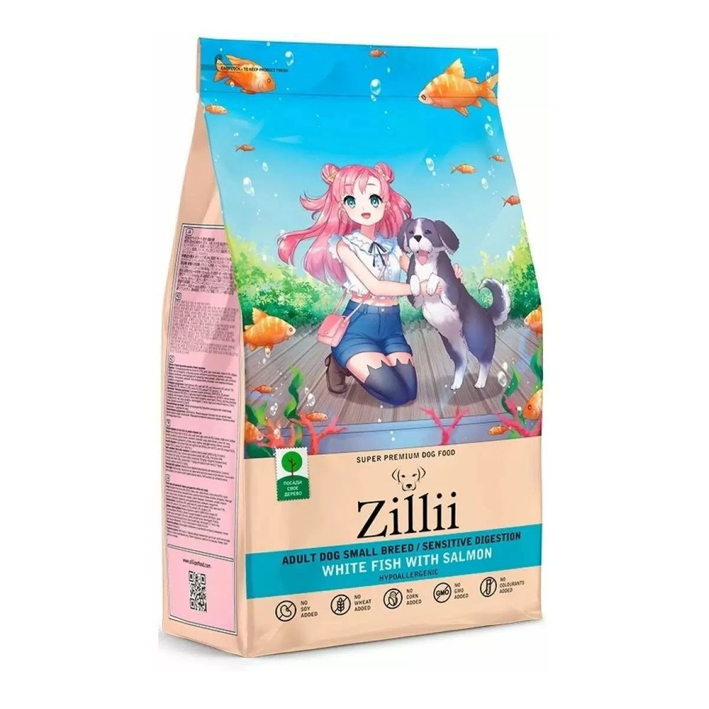 ZILLII Adult Dog Small Сухой корм для взрослых собак мелких пород чув.пищ. Белая Рыба Лосось 2кг  #1