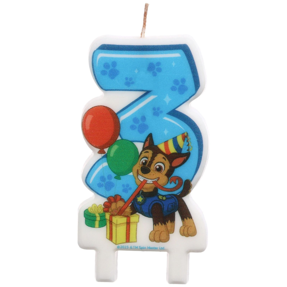 Paw Patrol Свечи для торта цифра 3 "3 (Чейз) Дизайн #2", 1 шт, 1 уп. #1