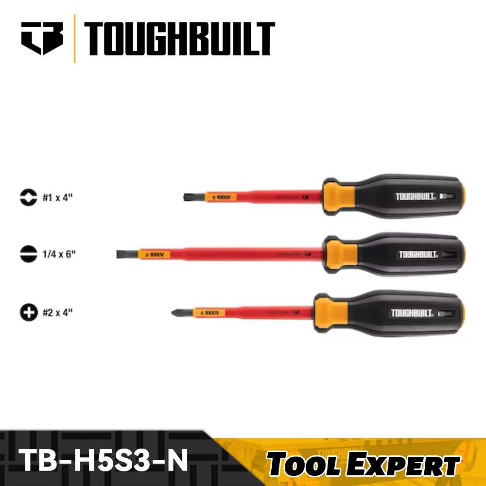 TB-H5S3-N Набор отверток TOUGHBUILT из трех предметов с изолированной рукояткой из двух материалов  #1