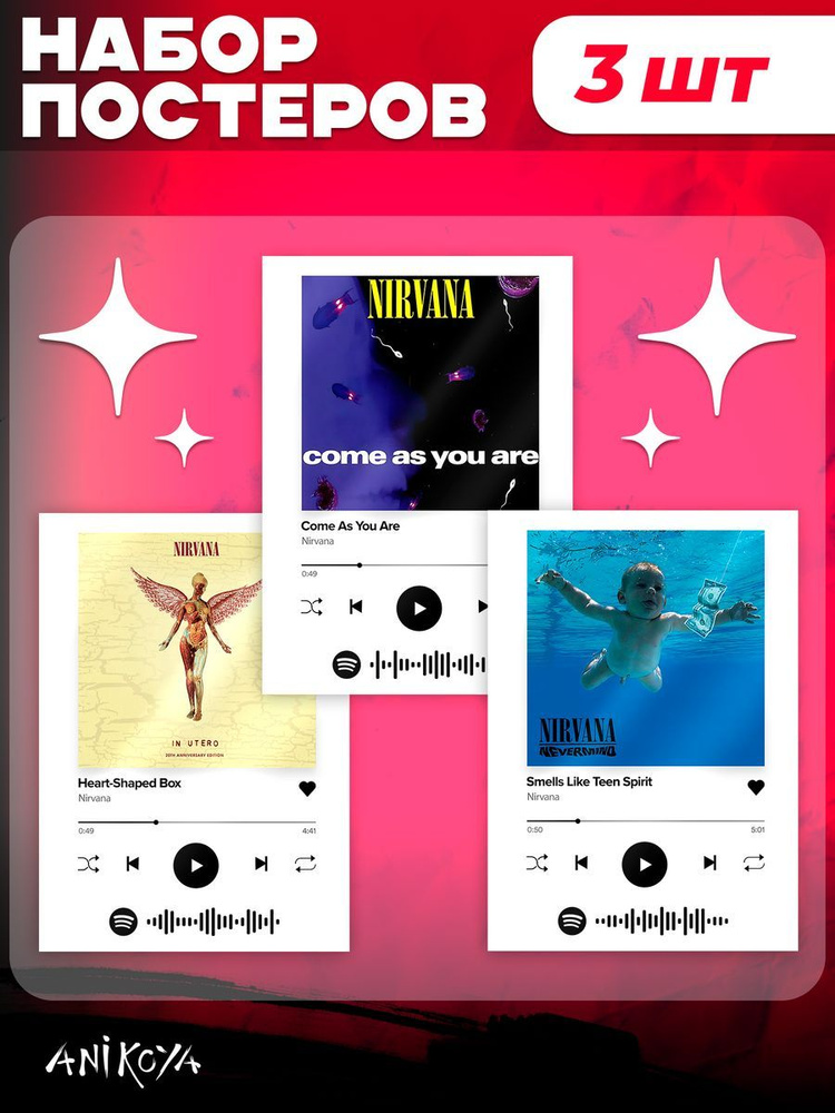 Spotify постеры Nirvana рок-группа Нирвана спотифай #1