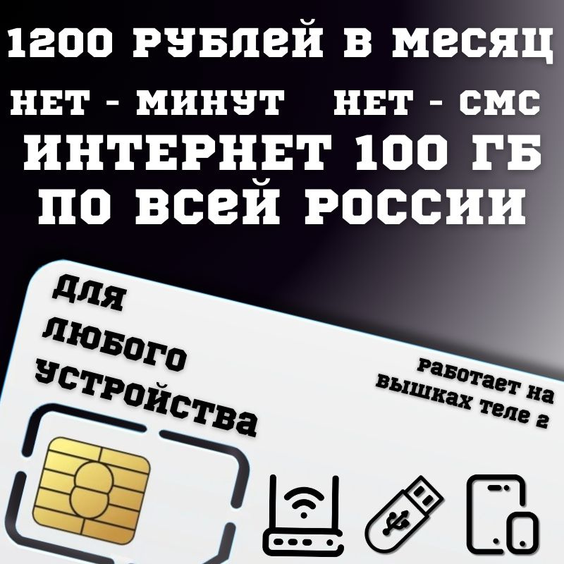 SIM-карта Сим карта Безлимитный интернет 1200 руб. в месяц + 100ГБ для любых устройств BBNTP33T2 (Вся #1