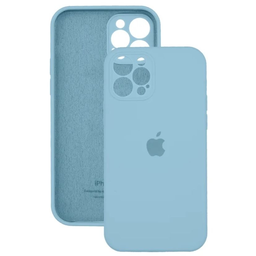 Силиконовый чехол iPhone 14 pro / Silicone case iPhone 14 pro / Айфон 14 про светло-синий с вырезом  #1